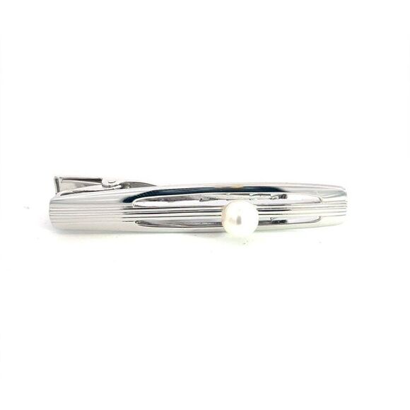 Mikimoto Estate Tie Bar Sterling Silver 6.35 mm M386 - Picture 1 of 8